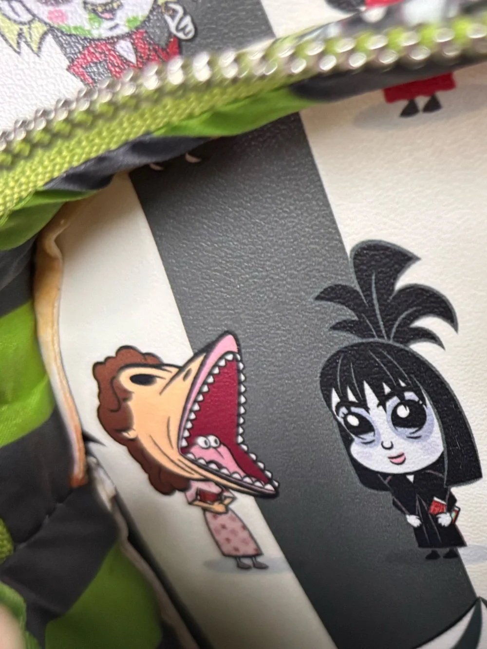 Loungefly Beetlejuice Mini Backpack Black Striped Chibi Character Print NWT